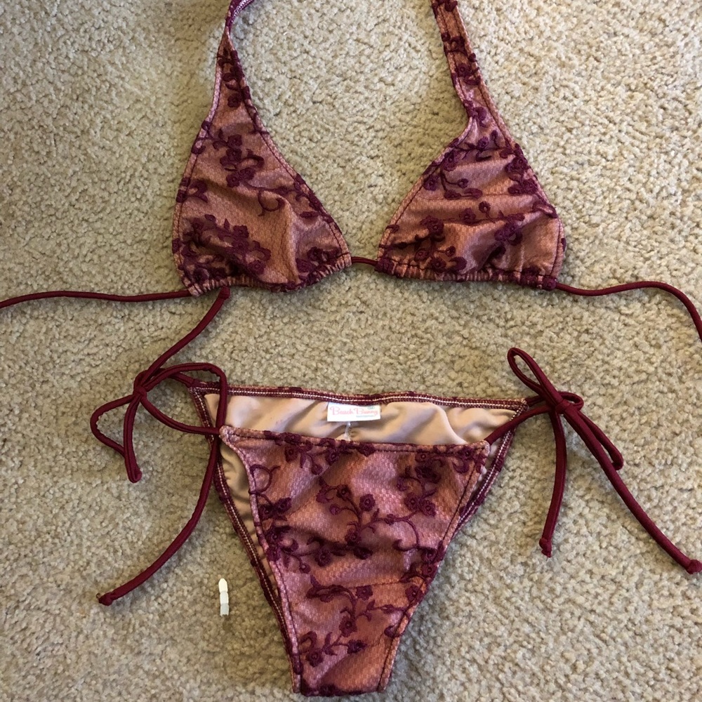 RARE red lace beach bunny bikini